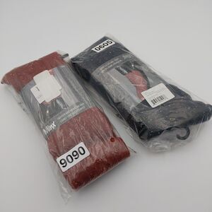 BUNDLE of 2-Minx NY Wool Blend Above The Knee High Boot Long Socks Orange /Blue